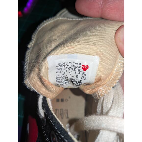 Converse CT All Star 70 Hi COMME DES GARCONS Sneakers - Black | Sz 9 Womens - Picture 8 of 8